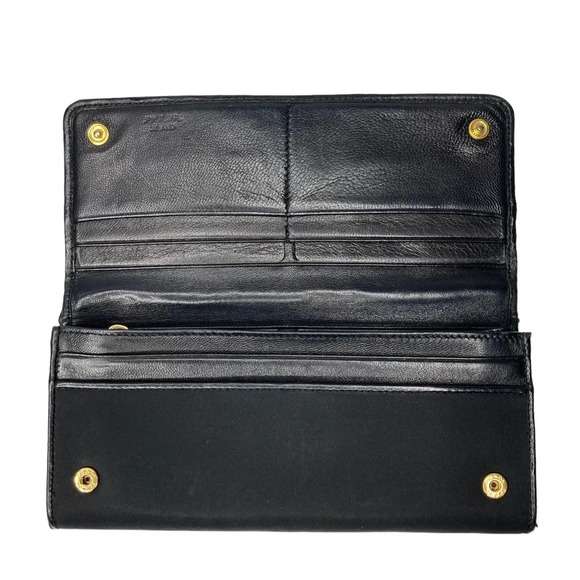 RARE Authentic PRADA Black & Gold Bow Long Slim Carryall Wallet on a Gold Chain - Picture 5 of 15